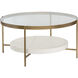 Gia 38 X 18 inch Clear / White / Antique Brass Coffee Table